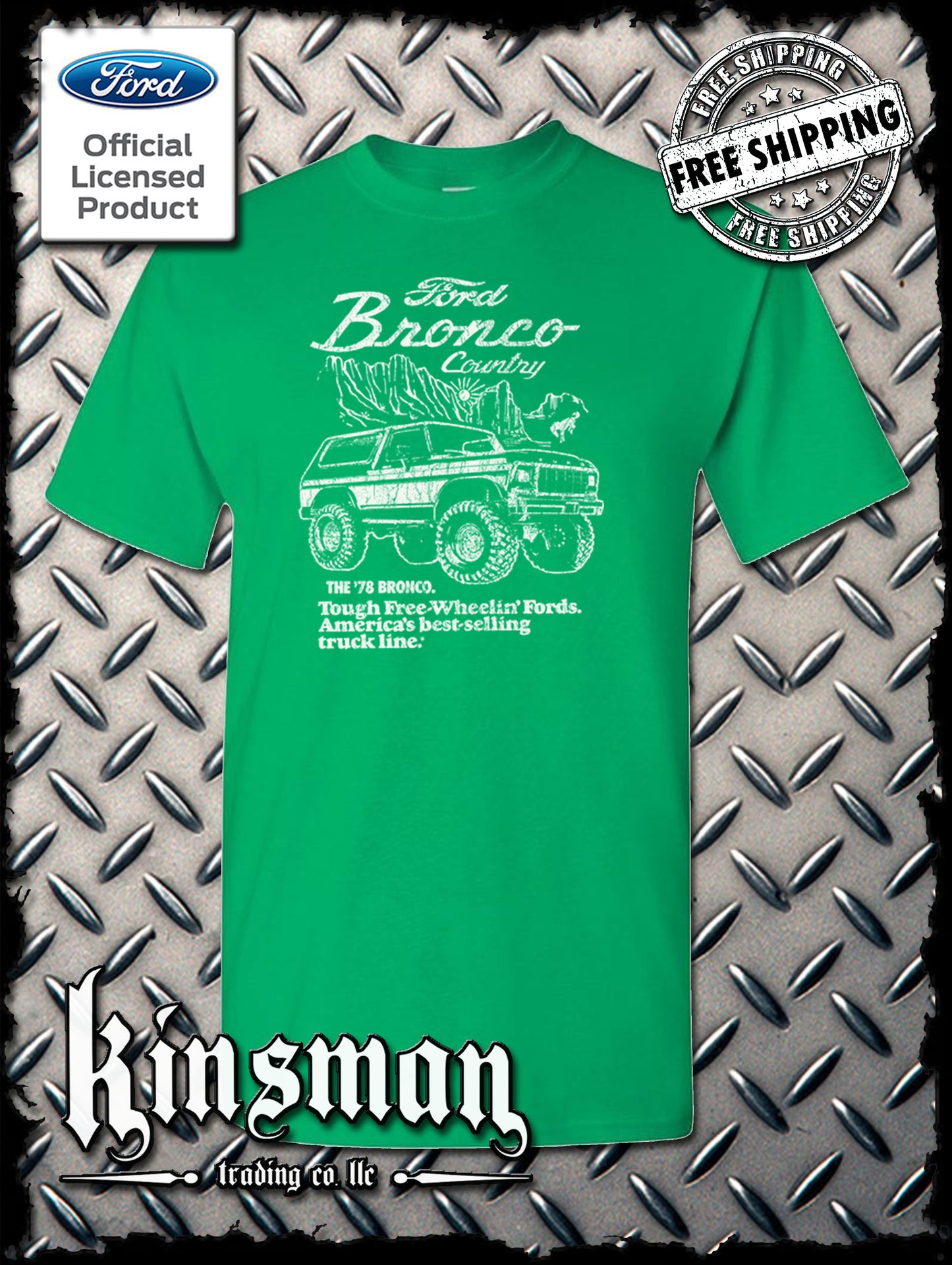 Ford Bronco Country Retro '78 Free Wheelin' T-Shirt - Official Licensed Product