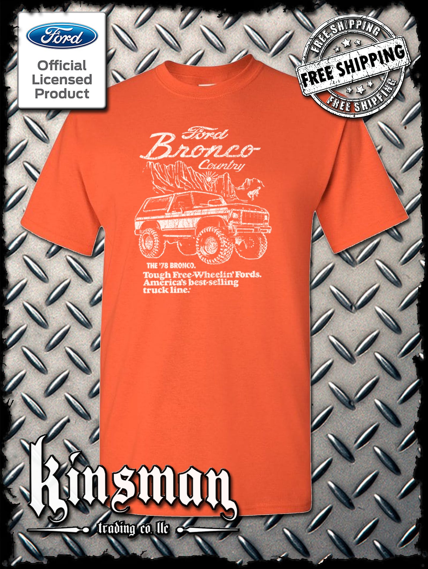 Ford Bronco Country Retro '78 Free Wheelin' T-Shirt - Official Licensed Product