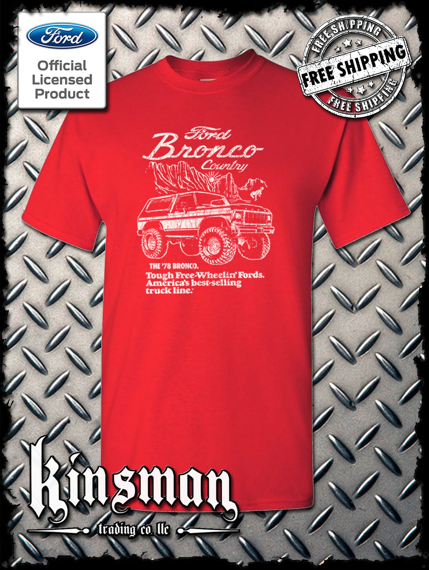 Ford Bronco Country Retro '78 Free Wheelin' T-Shirt - Official Licensed Product