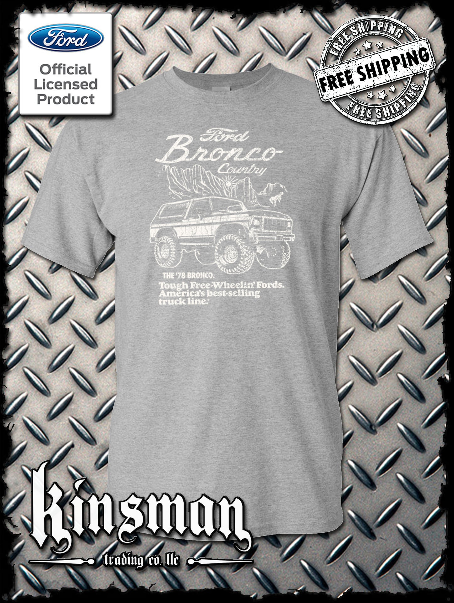 Ford Bronco Country Retro '78 Free Wheelin' T-Shirt - Official Licensed Product