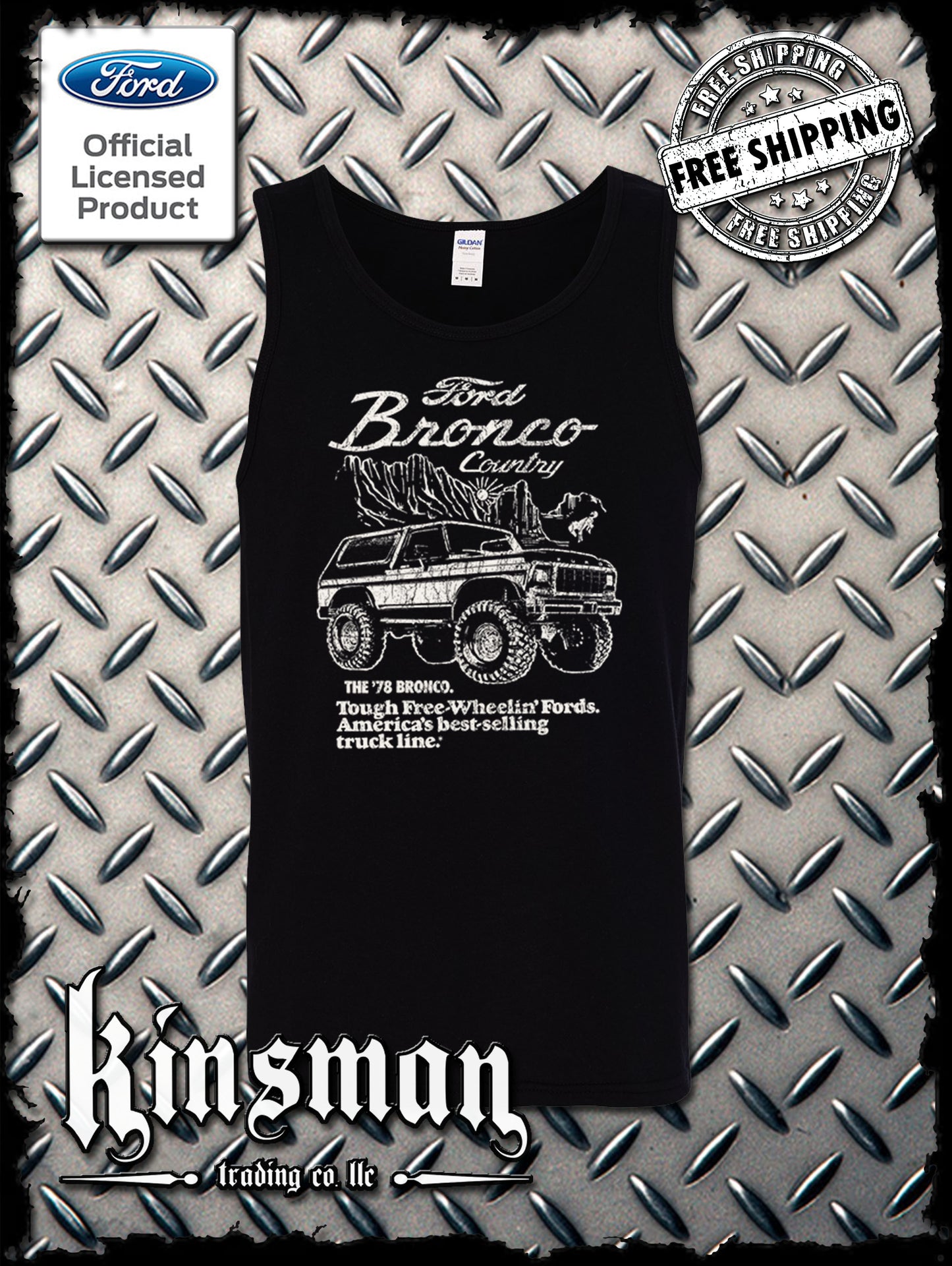 Ford Bronco Country Retro '78 Free Wheelin' Tank Top T-Shirt - Official Licensed Product