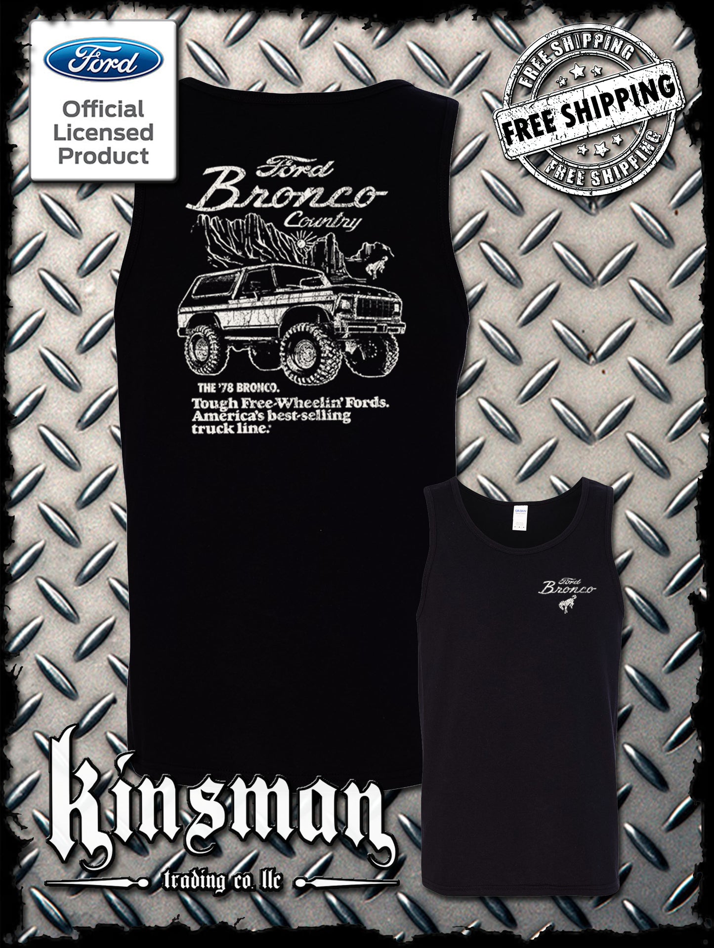 Ford Bronco Country Retro '78 Free Wheelin' 2-Sided Tank Top T-Shirt - Official Licensed Product