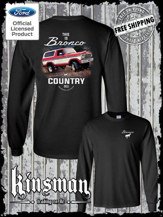 Bronco Country Ford 2 Sided Long Sleeve T-Shirt - Official Licensed Product