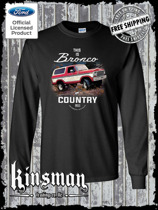 Bronco Country Ford Long Sleeve T-Shirt - Official Licensed Product