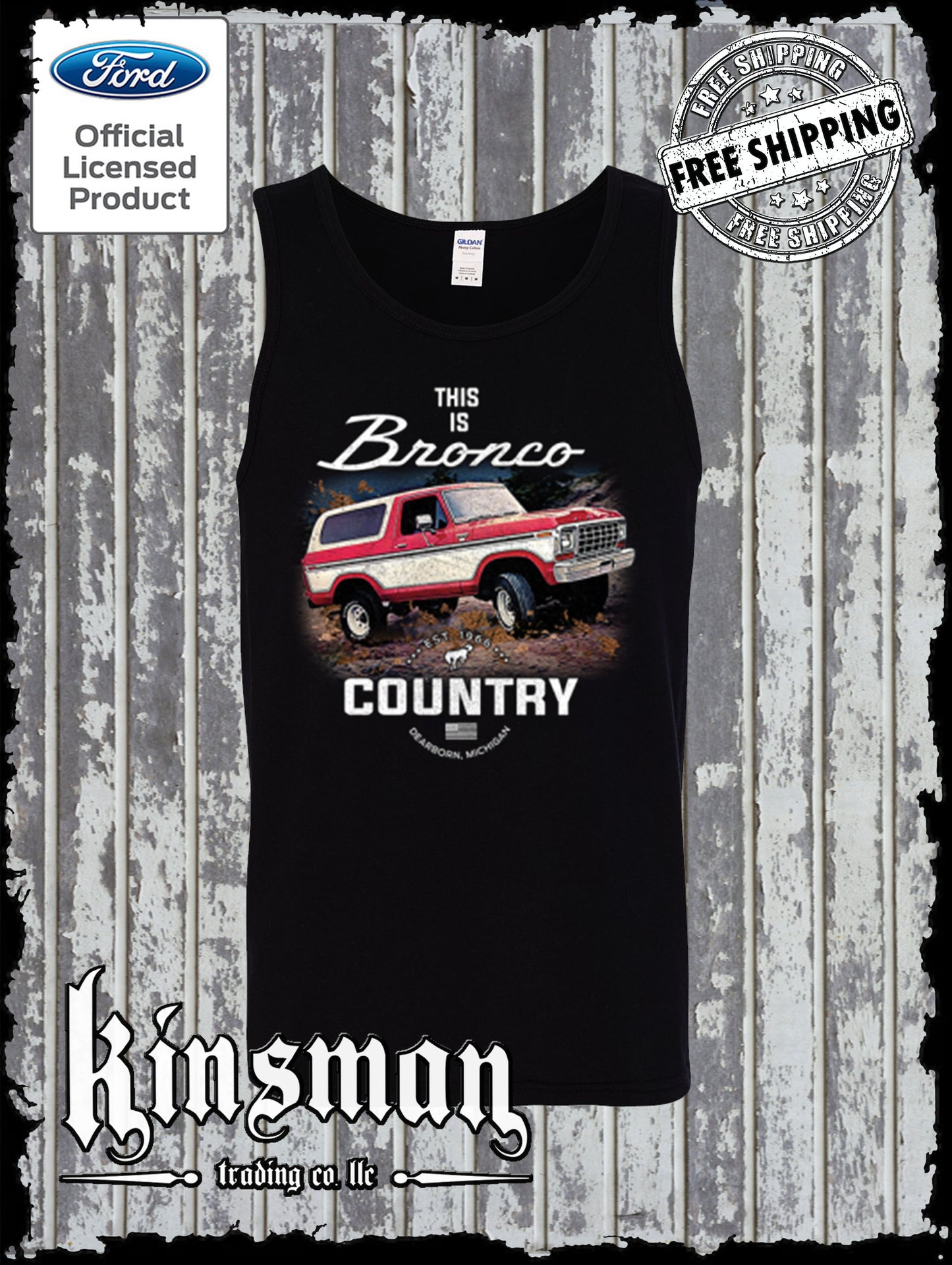 Bronco Country Ford Tank Top T-Shirt - Official Licensed Product