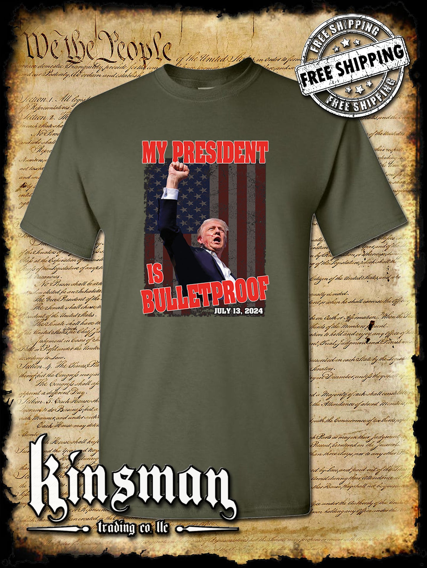 My President Is Bulletproof T-Shirt Trump 2024 MAGA USA