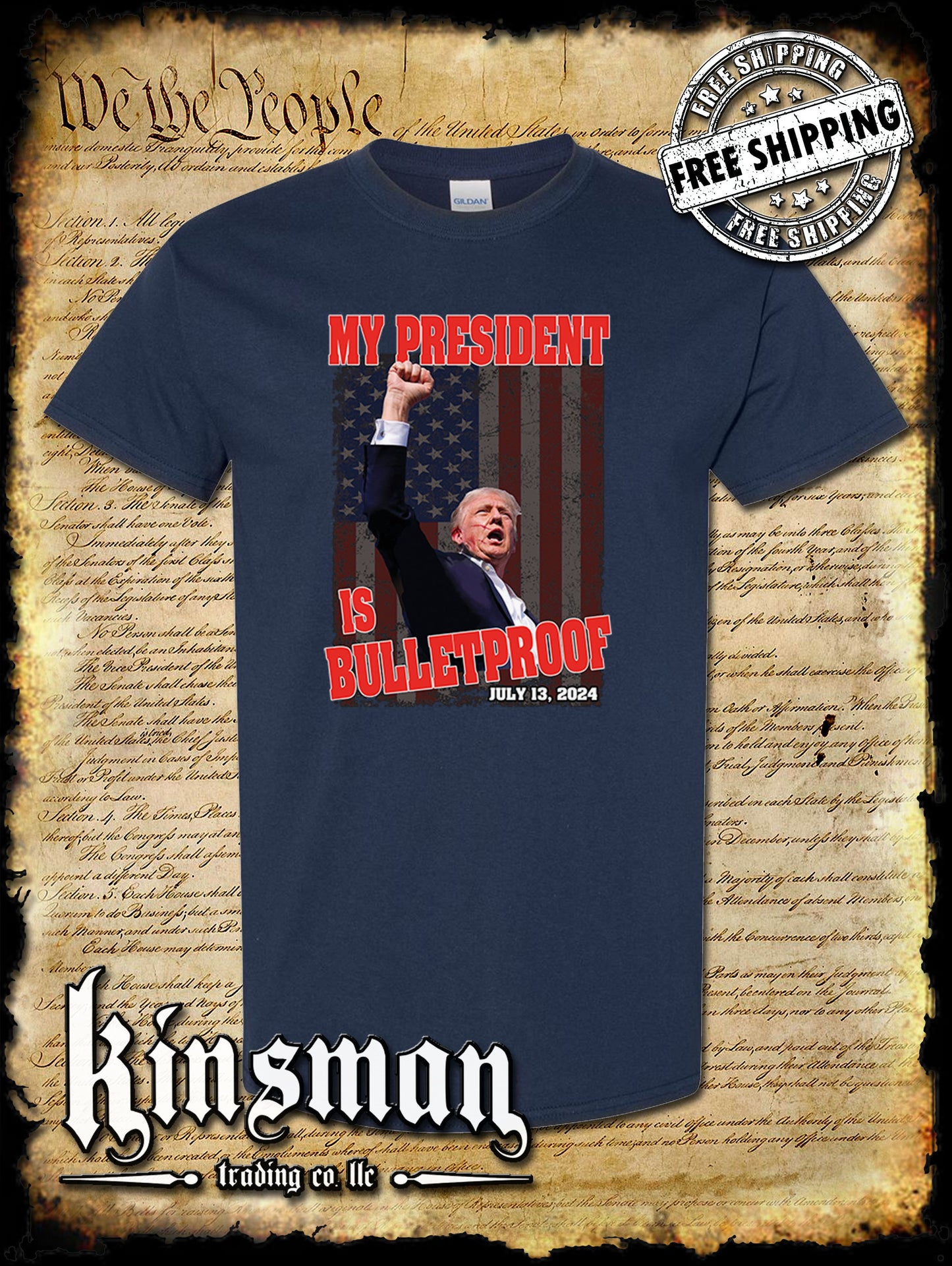 My President Is Bulletproof T-Shirt Trump 2024 MAGA USA
