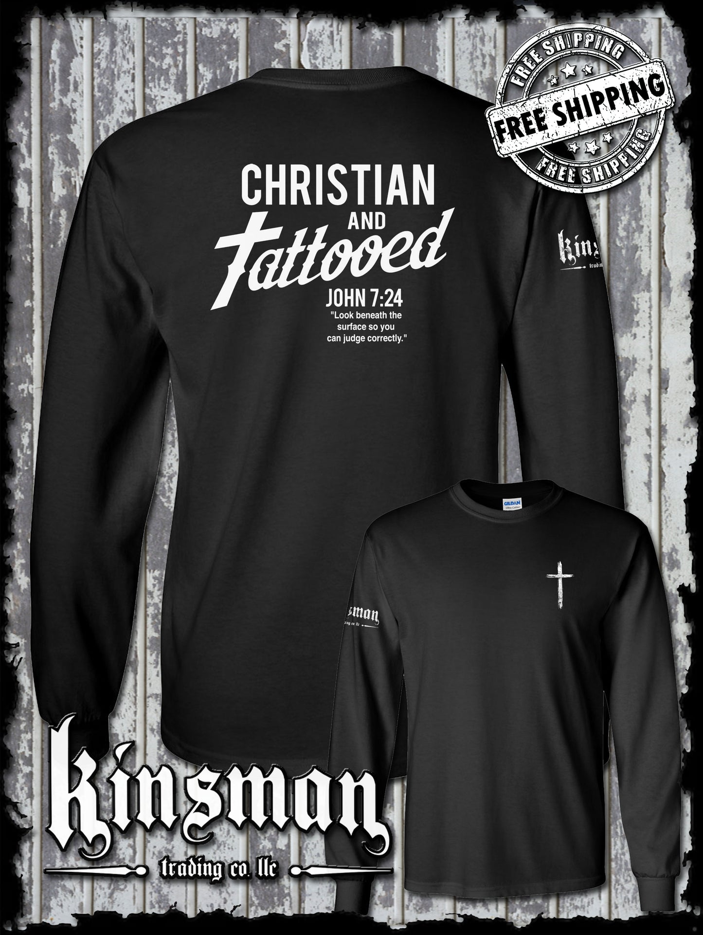 Christian and Tattooed 2-Sided Long Sleeve T-Shirt
