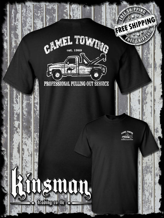 Camel Towing Pulling Out Professional Service T-Shirt - Funny Adult Humor