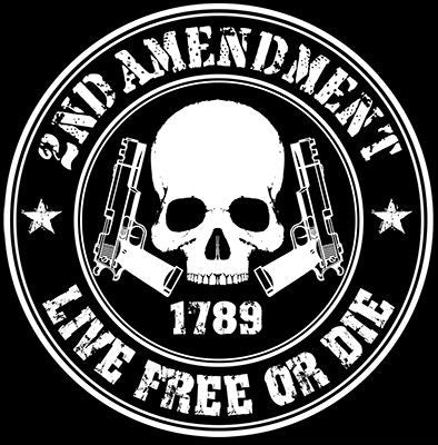 2nd Amendment Live Free or Die Skull & Pistols T-Shirt - Pro Gun Firearm Rights