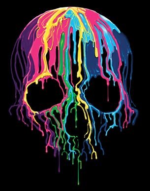 Liquid Blue Neon Melting Skull Dripping Party T-Shirt