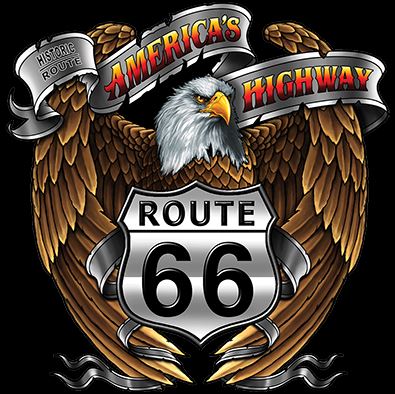 Route 66 America's Highway Eagle Long Sleeve T-Shirt Biker USA MC / Car Club Tee