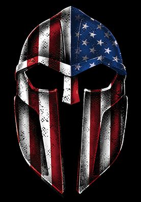 American Flag Gladiator / Spartan Viking Helmet Long Sleeve T-Shirt - Freedom USA Pride