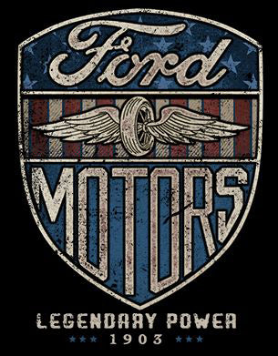 Ford Motors Legendary Power Retro Vintage Style Logo Hoodie / Official Licensed