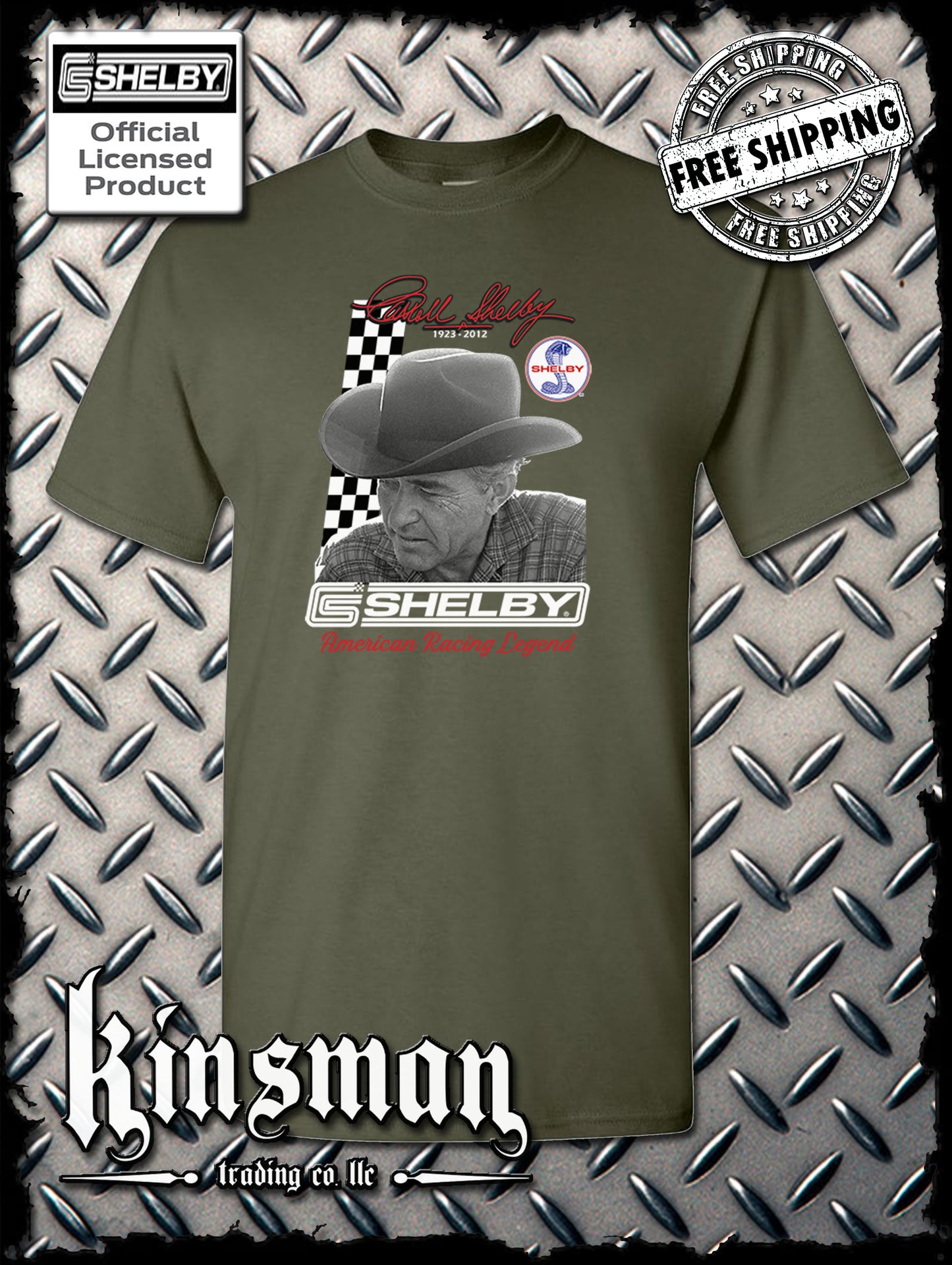 Carroll Shelby Portrait T-Shirt GT 500 Ford Mustang
