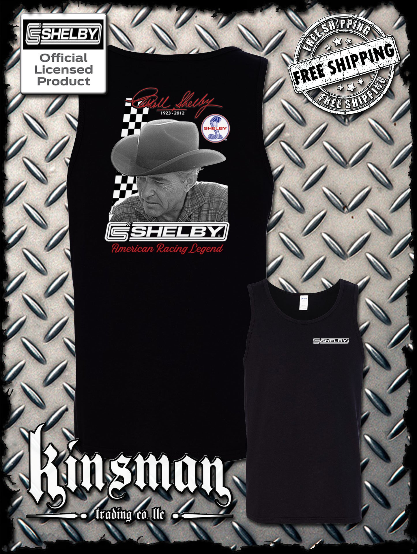 Carroll Shelby Portrait 2-Sided Tank Top T-Shirt GT 500 Ford Mustang