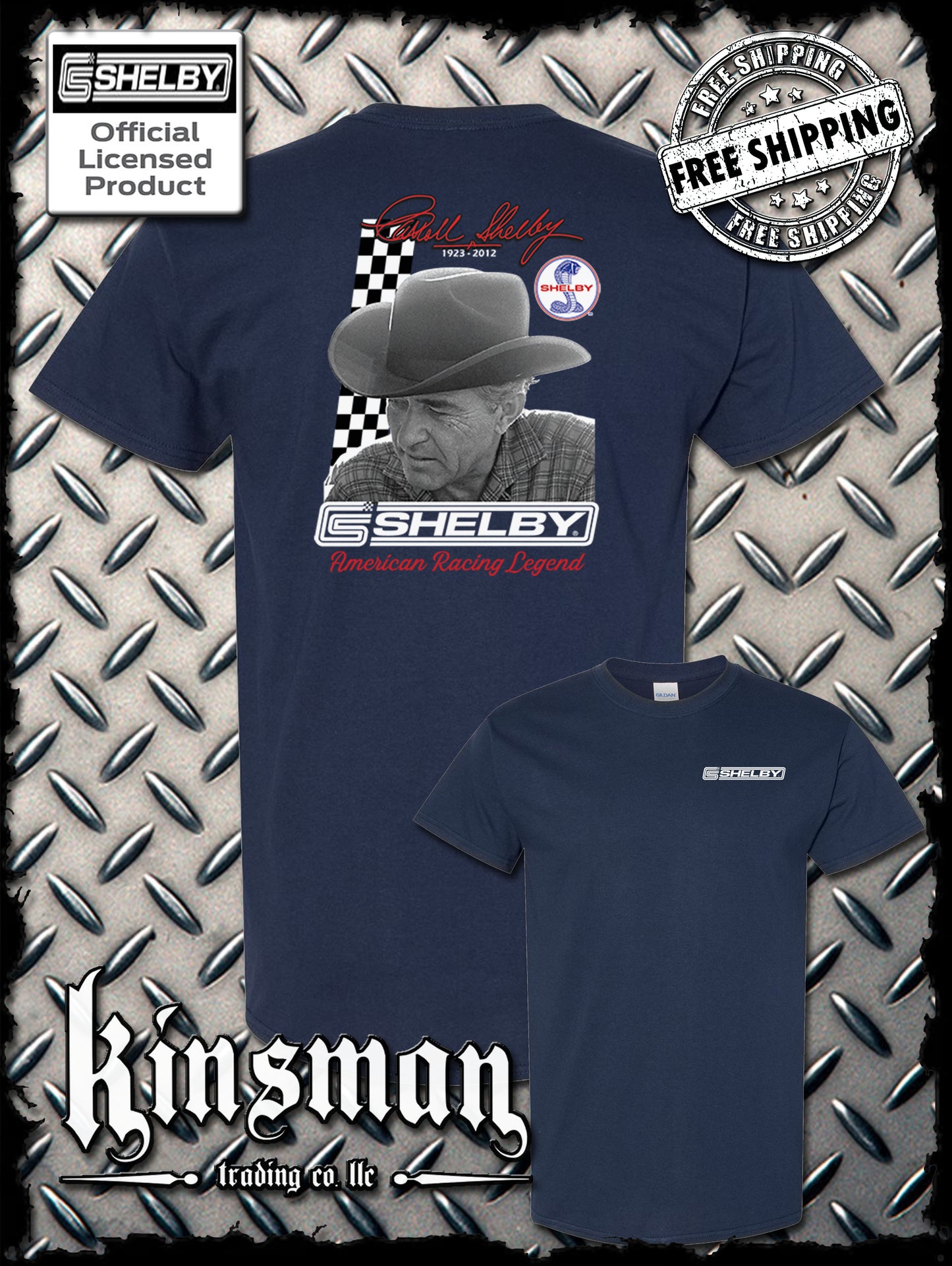 Carroll Shelby Portrait 2-Sided T-Shirt GT 500 Ford Mustang