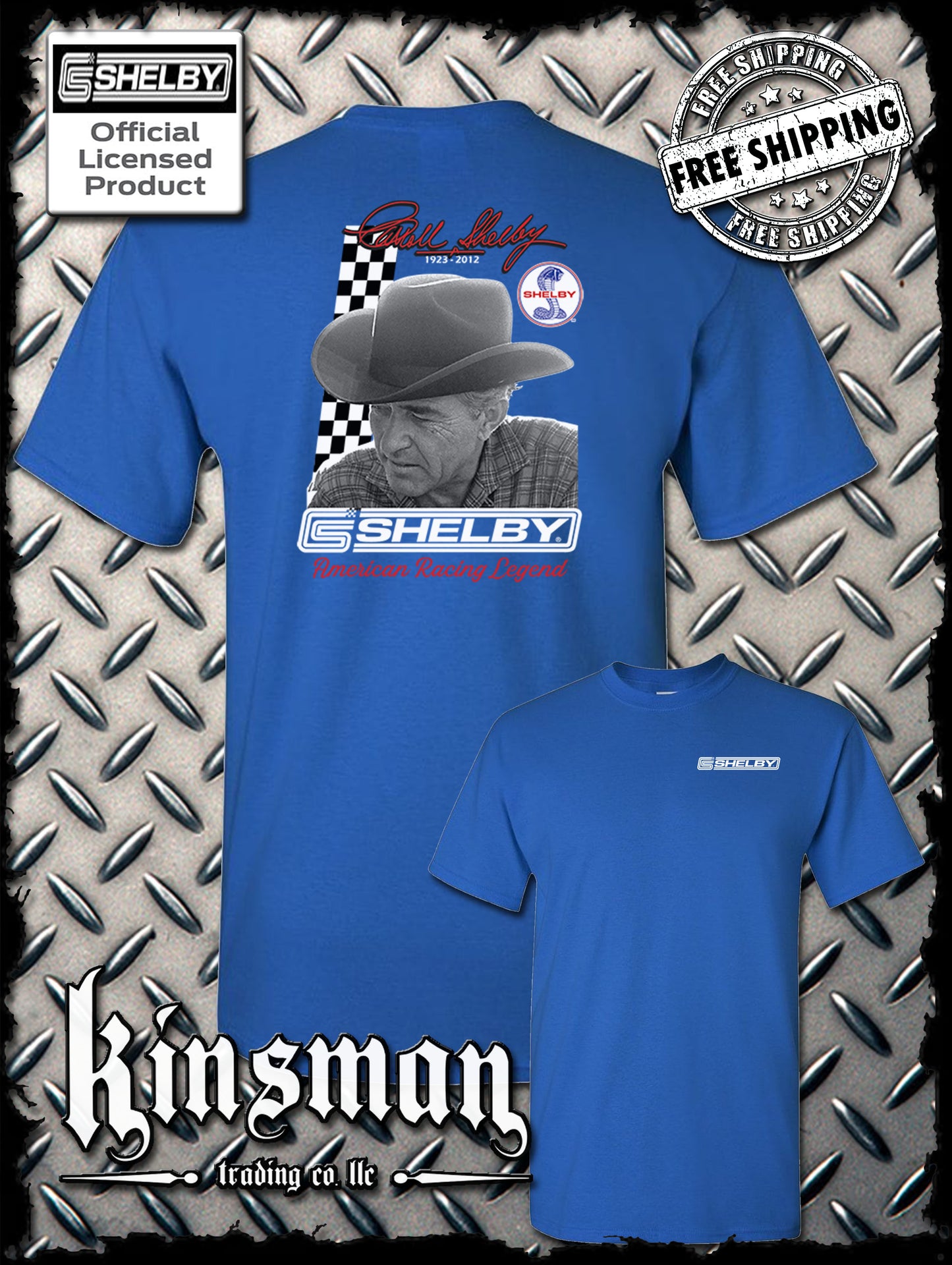 Carroll Shelby Portrait 2-Sided T-Shirt GT 500 Ford Mustang