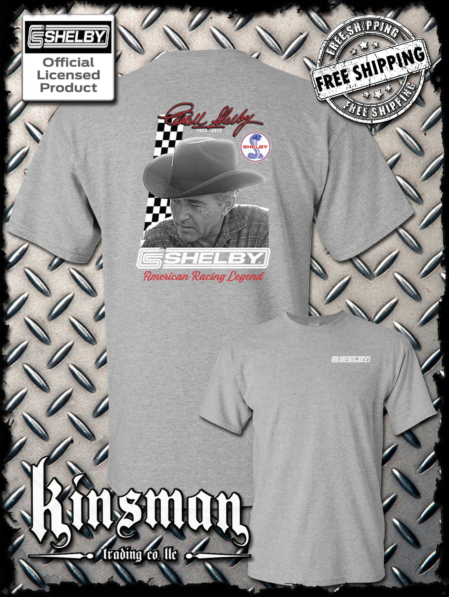 Carroll Shelby Portrait 2-Sided T-Shirt GT 500 Ford Mustang