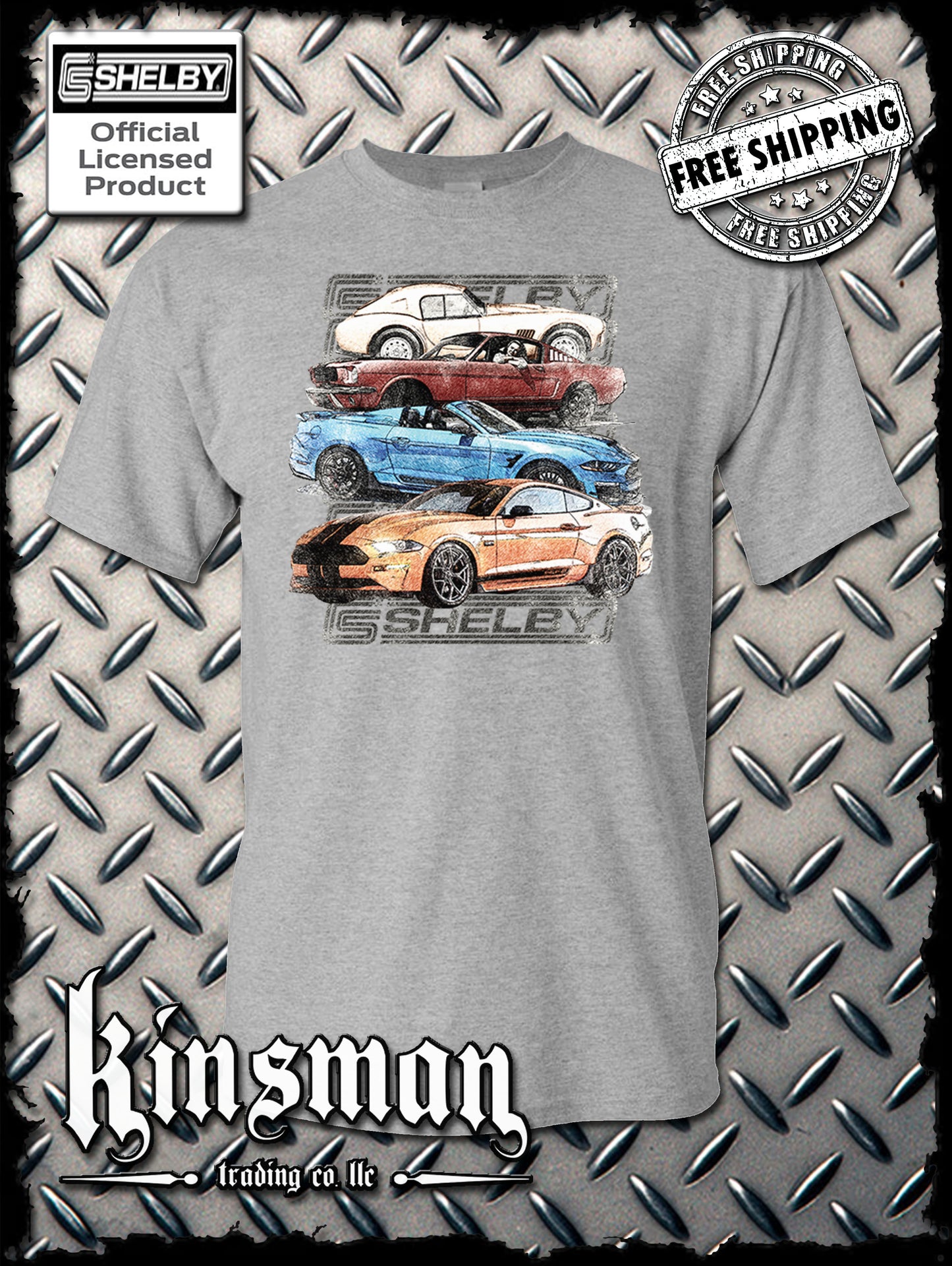 Carroll Shelby Cars Sketch Design T-Shirt Ford Mustang GT 500