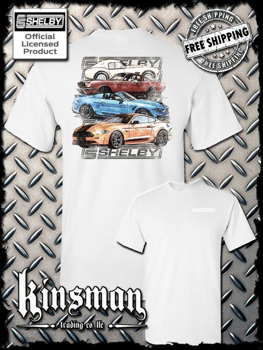 Carroll Shelby Cars Sketch Design 2-Sided T-Shirt Ford Mustang GT 500