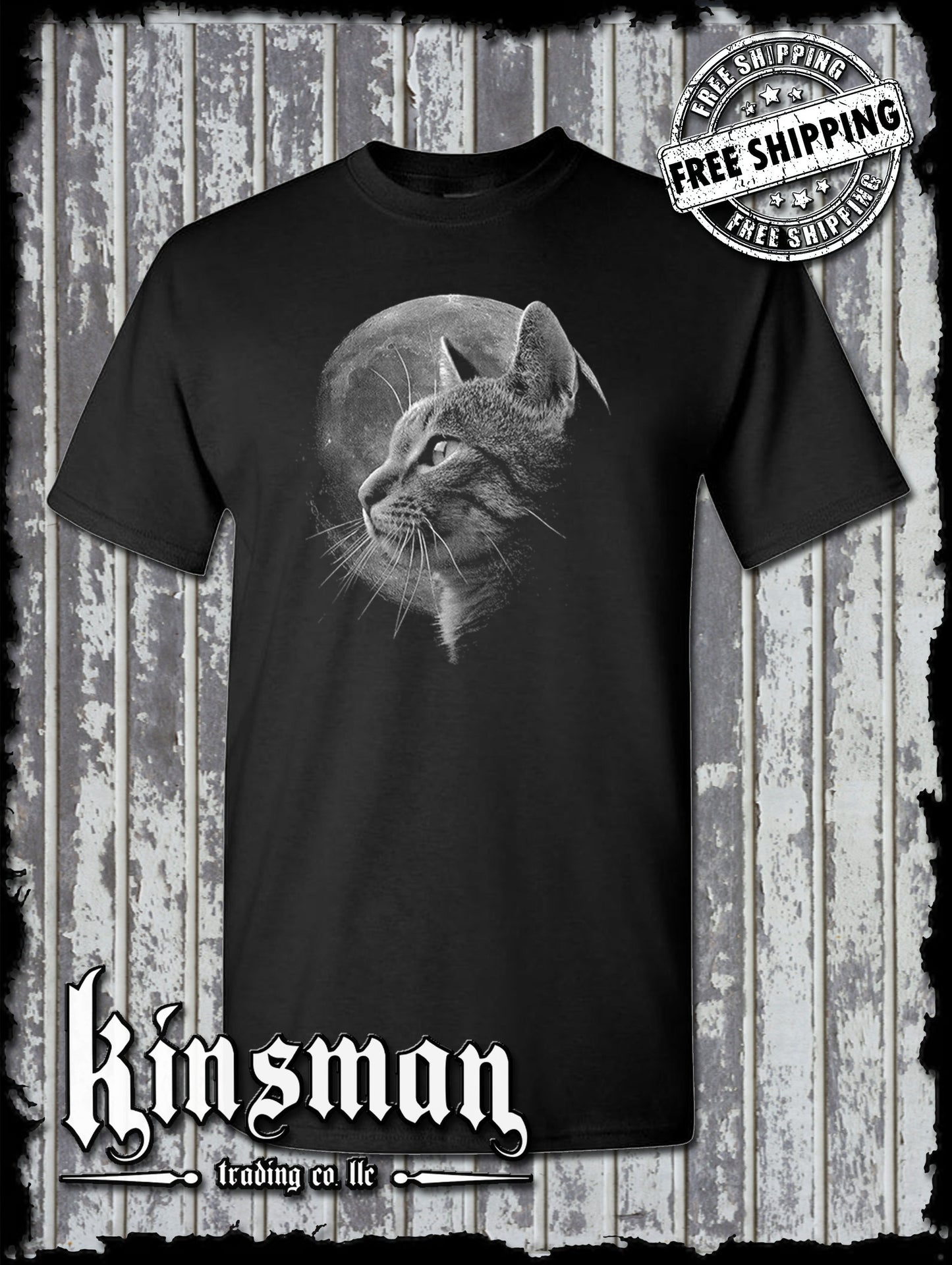 Cat in the Moon Silhouette Pet Animal T-Shirt