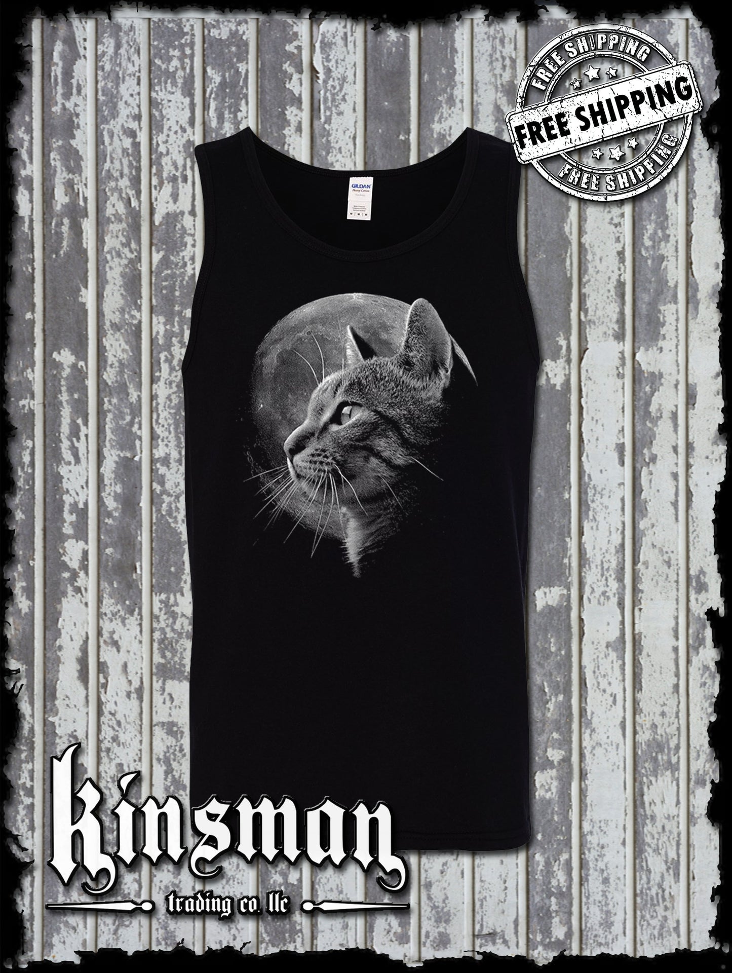 Cat in the Moon Silhouette Pet Animal Tank Top T-Shirt