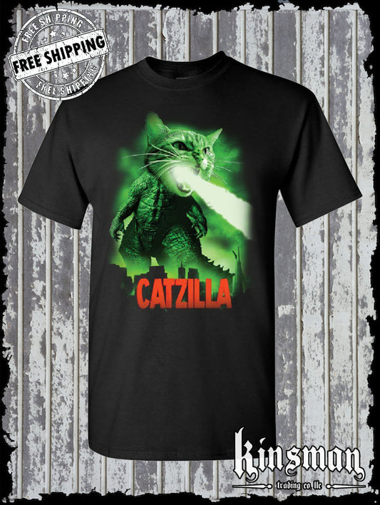 Catzilla Funny Parody T-Shirt Cat Kitten Pet Atomic Breath
