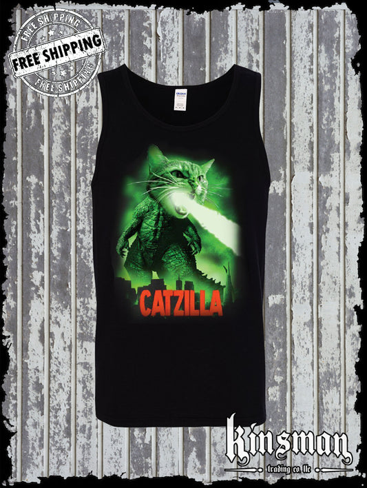 Catzilla Funny Parody Tank Top T-Shirt Cat Kitten Pet Atomic Breath