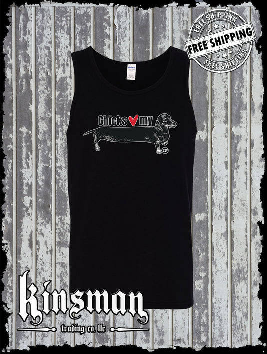 Chicks Love My Weiner Dog Dachshund Tank Top T-Shirt Todd Goldman Funny Pets