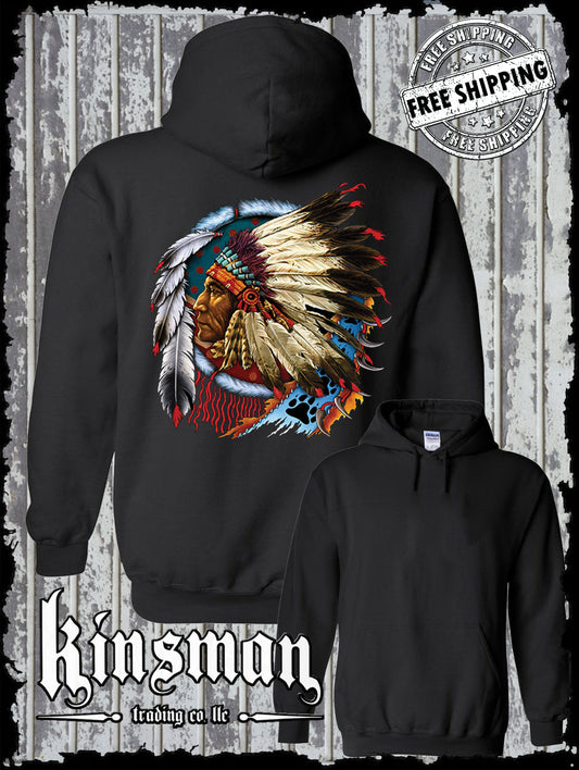 Chief Indian Dreamcatcher Hoodie / Sweatshirt Native American War Bonnet