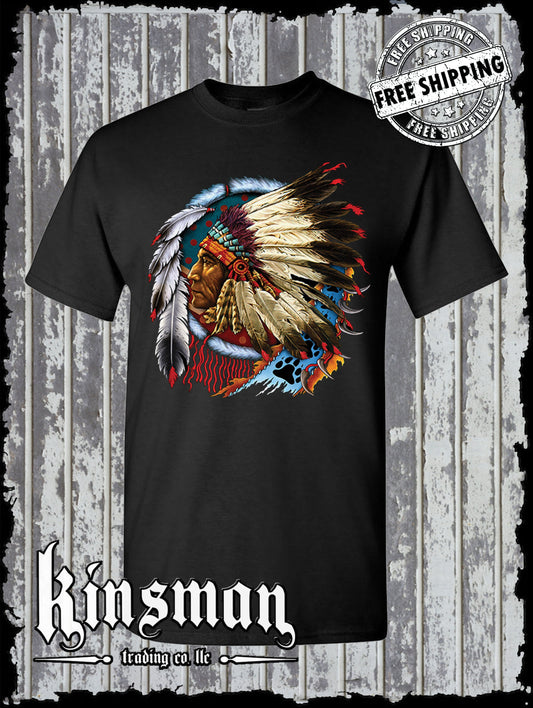 Chief Indian Dreamcatcher Native American War Bonnet Feathers T-Shirt
