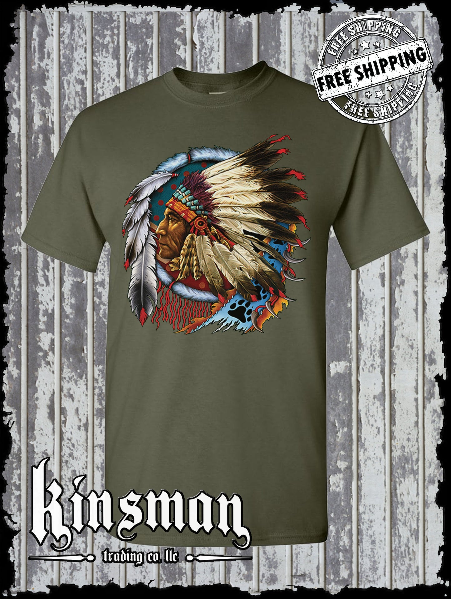Chief Indian Dreamcatcher Native American War Bonnet Feathers T-Shirt
