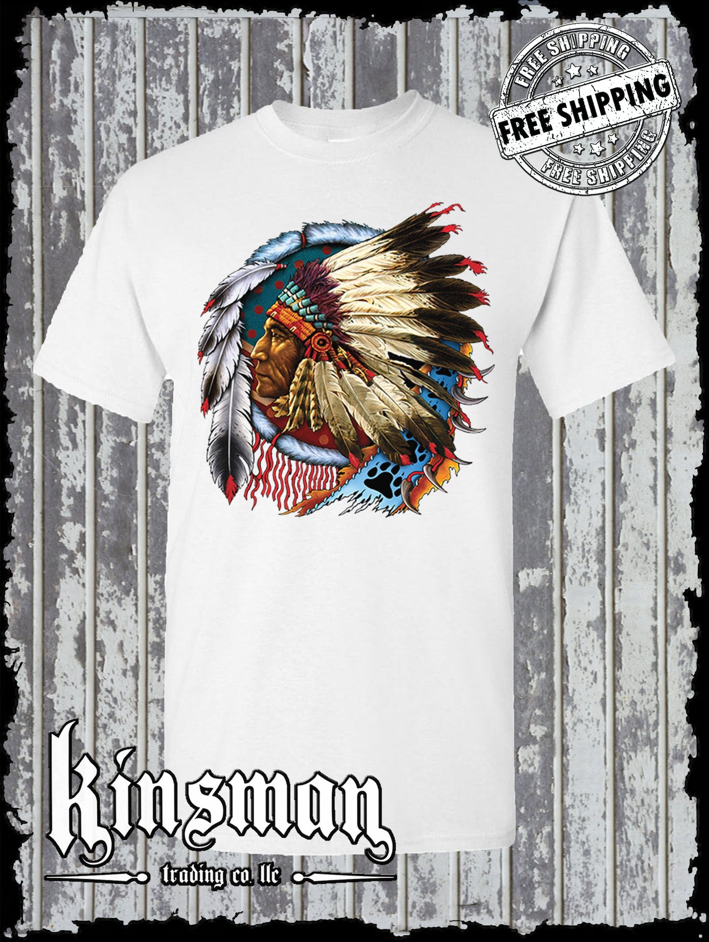 Chief Indian Dreamcatcher Native American War Bonnet Feathers T-Shirt