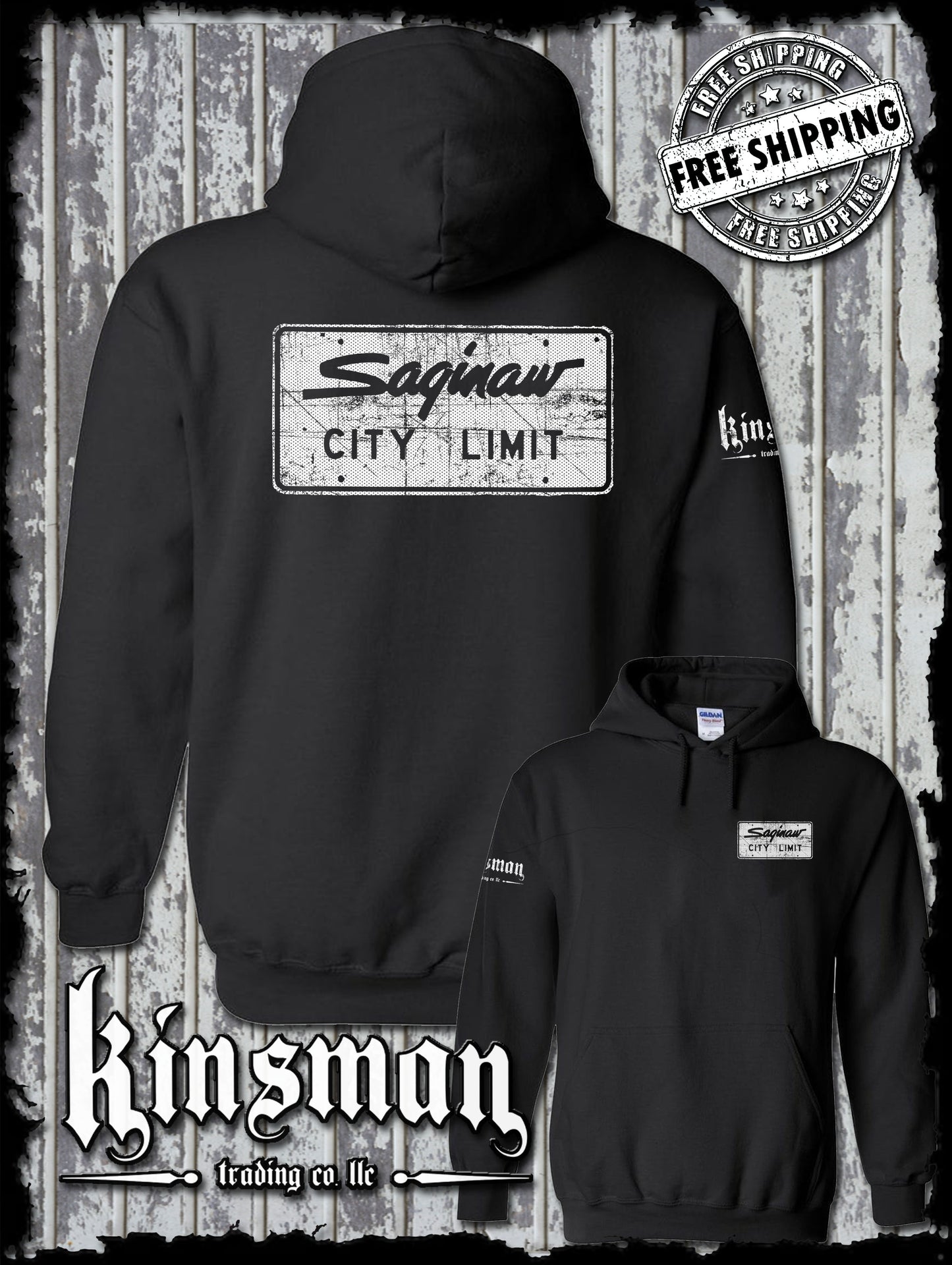 Saginaw City Limit Street Sign 2-Sided Hoodie / Sweatshirt