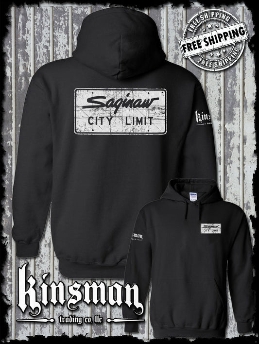 Saginaw City Limit Street Sign 2-Sided Hoodie / Sweatshirt