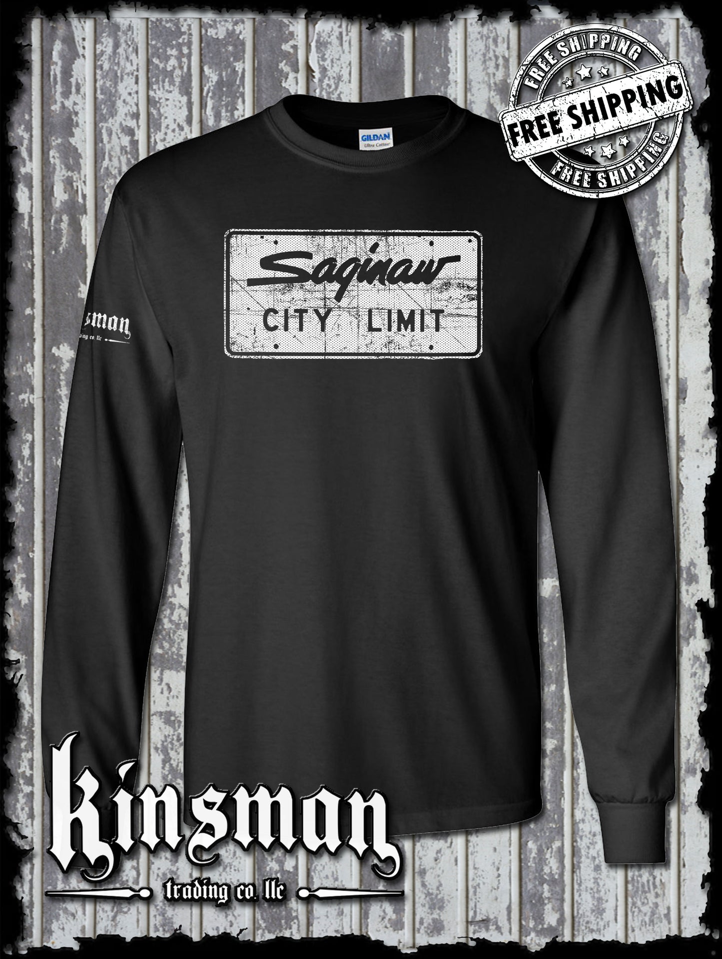 Saginaw City Limit Street Sign Long Sleeve T-Shirt