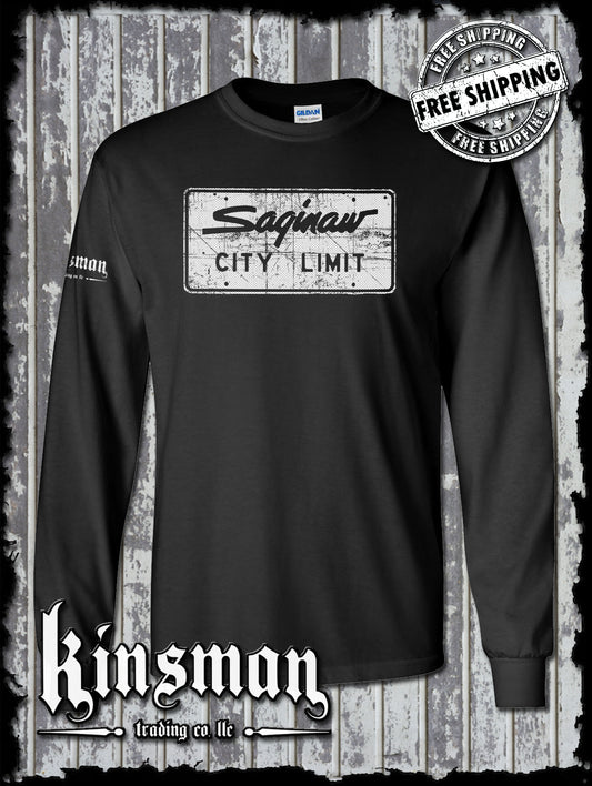 Saginaw City Limit Street Sign Long Sleeve T-Shirt