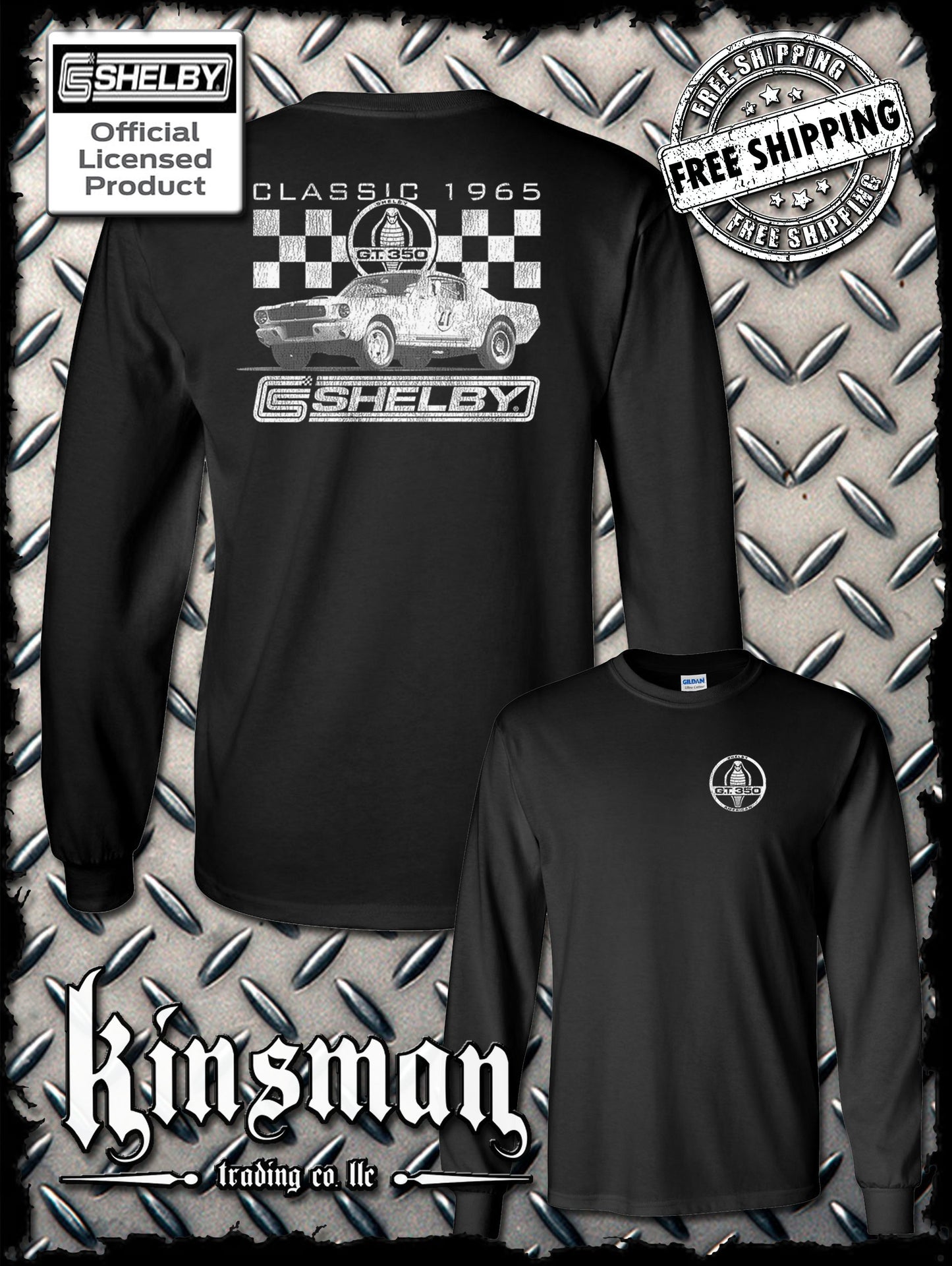 Carroll Shelby Classic 1965 Cobra 2-Sided Long Sleeve T-Shirt