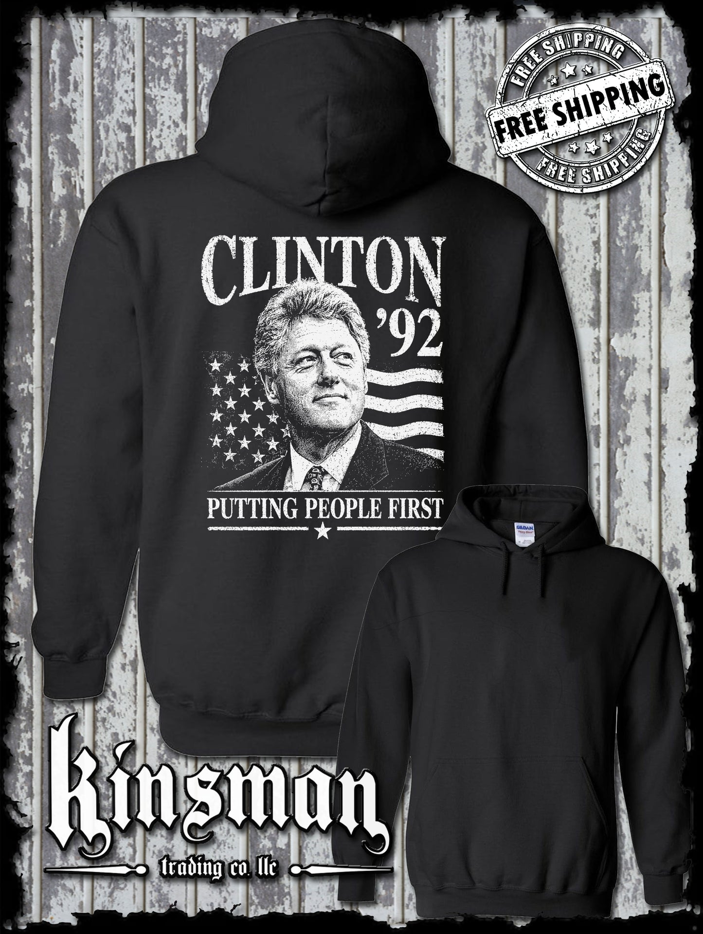 Bill Clinton For President 1992 Retro Political Hoodie / Sweatshirt