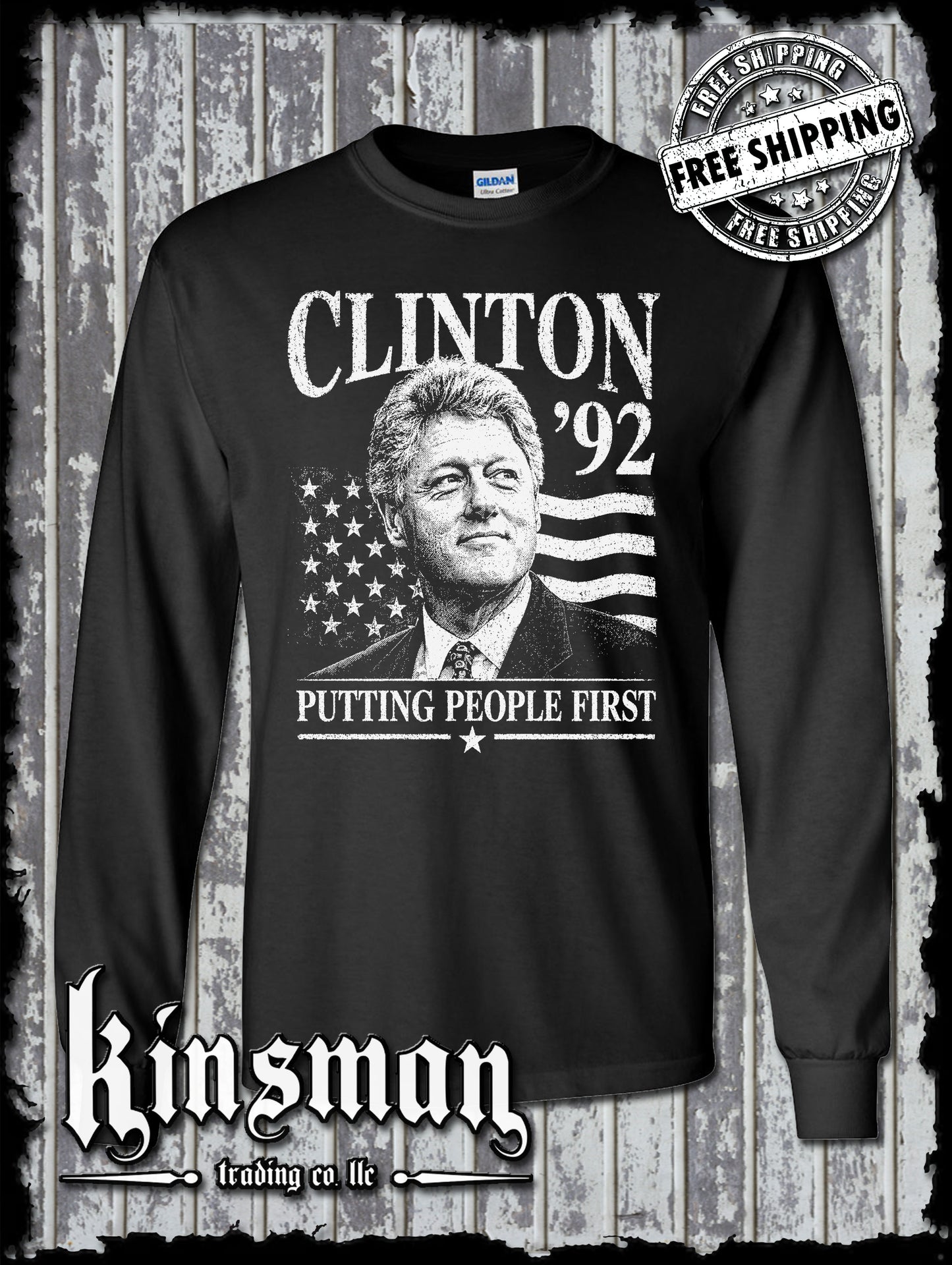 Bill Clinton For President 1992 Retro Political Long Sleeve T-Shirt