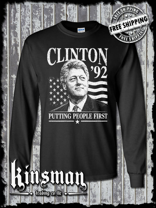 Bill Clinton For President 1992 Retro Political Long Sleeve T-Shirt