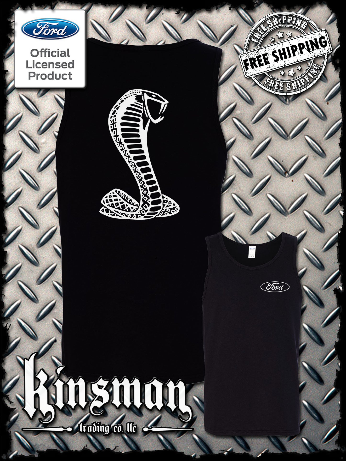 Ford / Shelby Cobra 2-Sided Tank Top T-Shirt -Official Licensed Product- Mustang