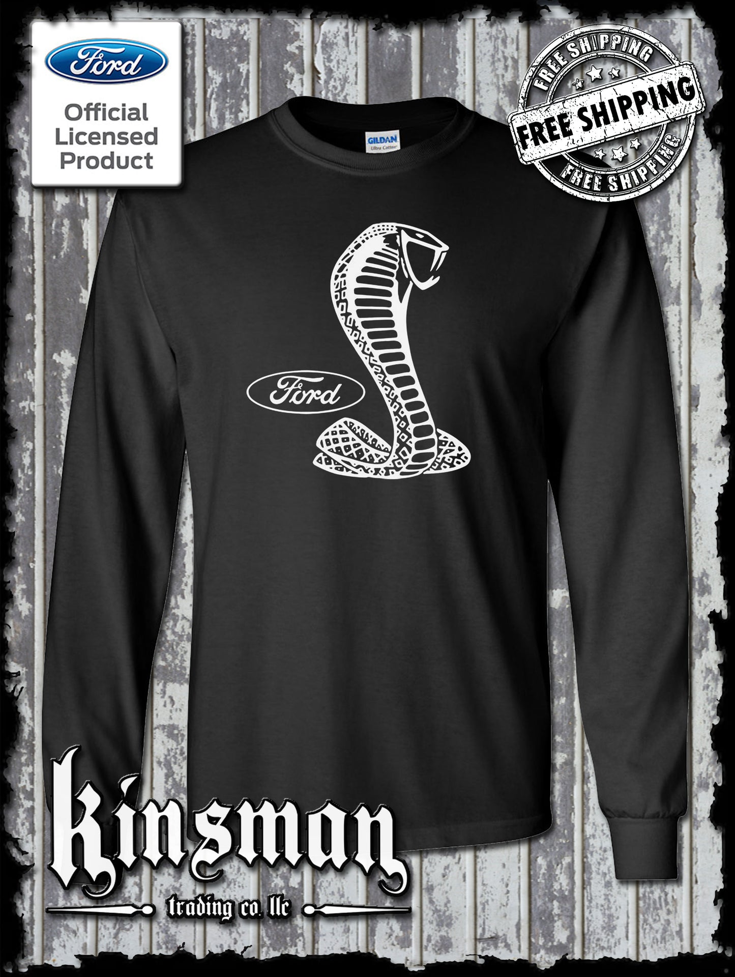 Licensed Ford Cobra Shelby Logo Long Sleeve T-Shirt / Official Product GT500