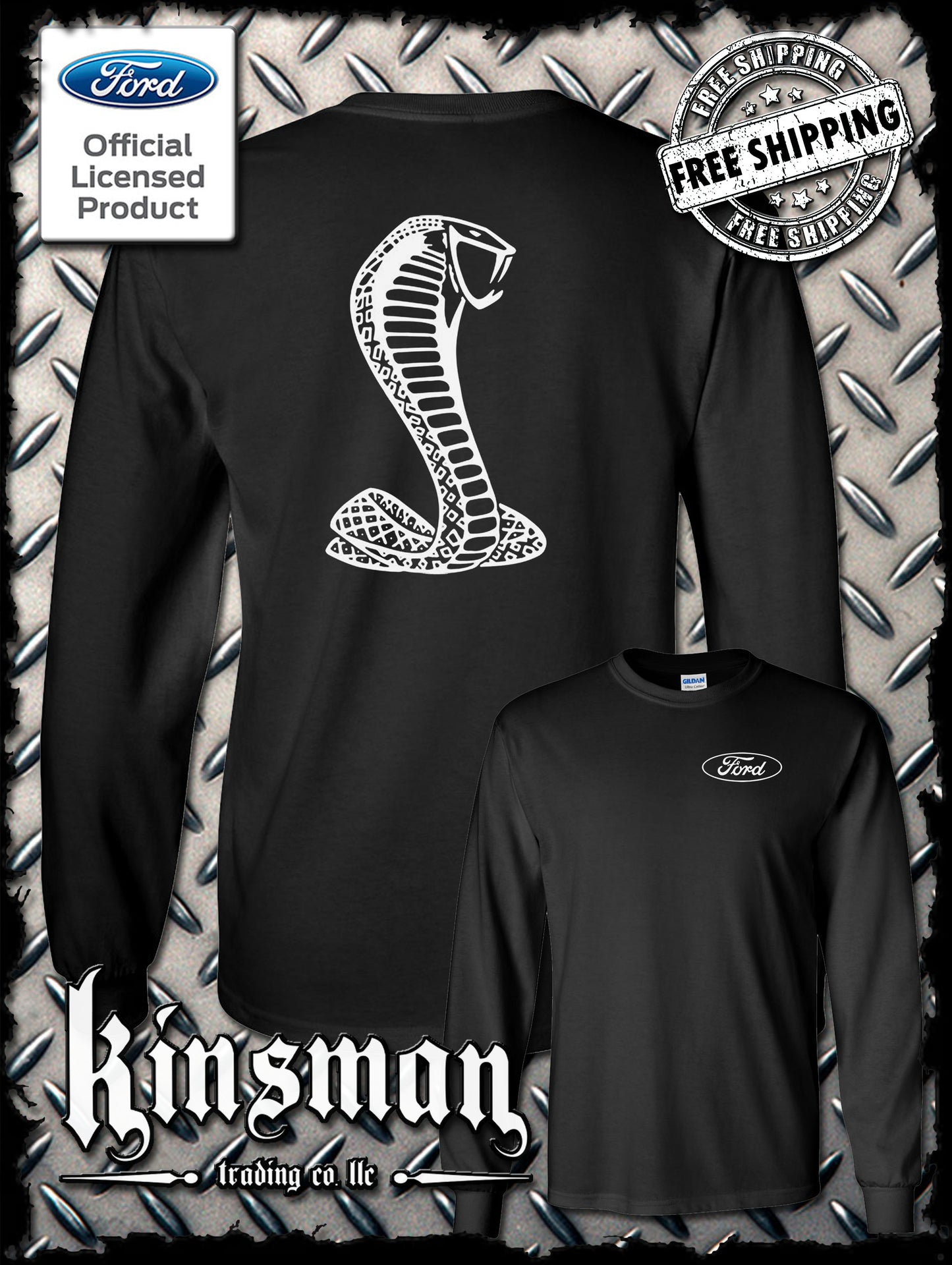 Licensed Ford Cobra Mustang Shelby Long Sleeve T-Shirt / Official Product