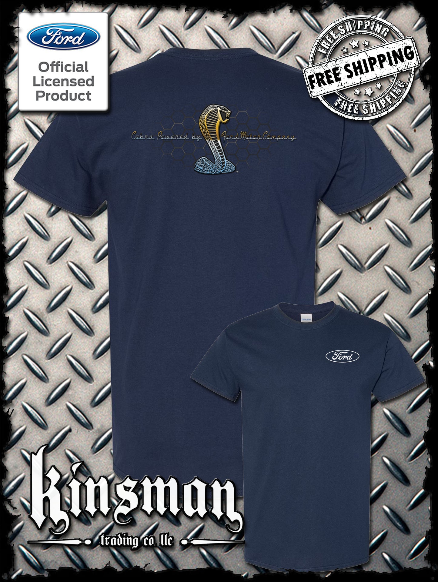 Cobra Powered by Ford 2-Sided T-Shirt - Carrol Shelby GT500 Mustang - Official Licensed Product