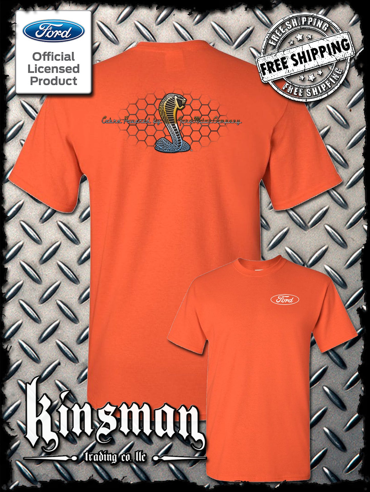 Cobra Powered by Ford 2-Sided T-Shirt - Carrol Shelby GT500 Mustang - Official Licensed Product