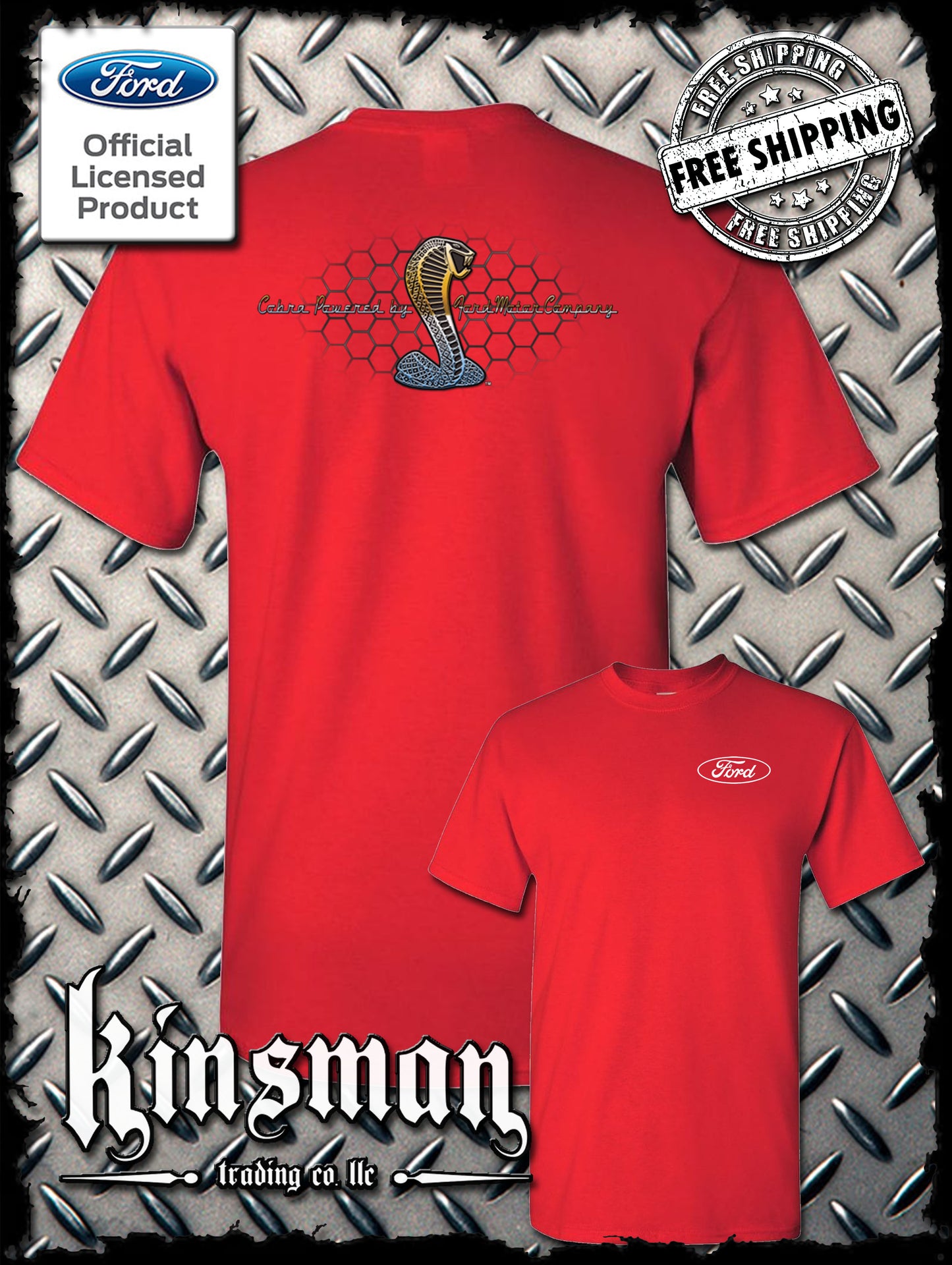 Cobra Powered by Ford 2-Sided T-Shirt - Carrol Shelby GT500 Mustang - Official Licensed Product