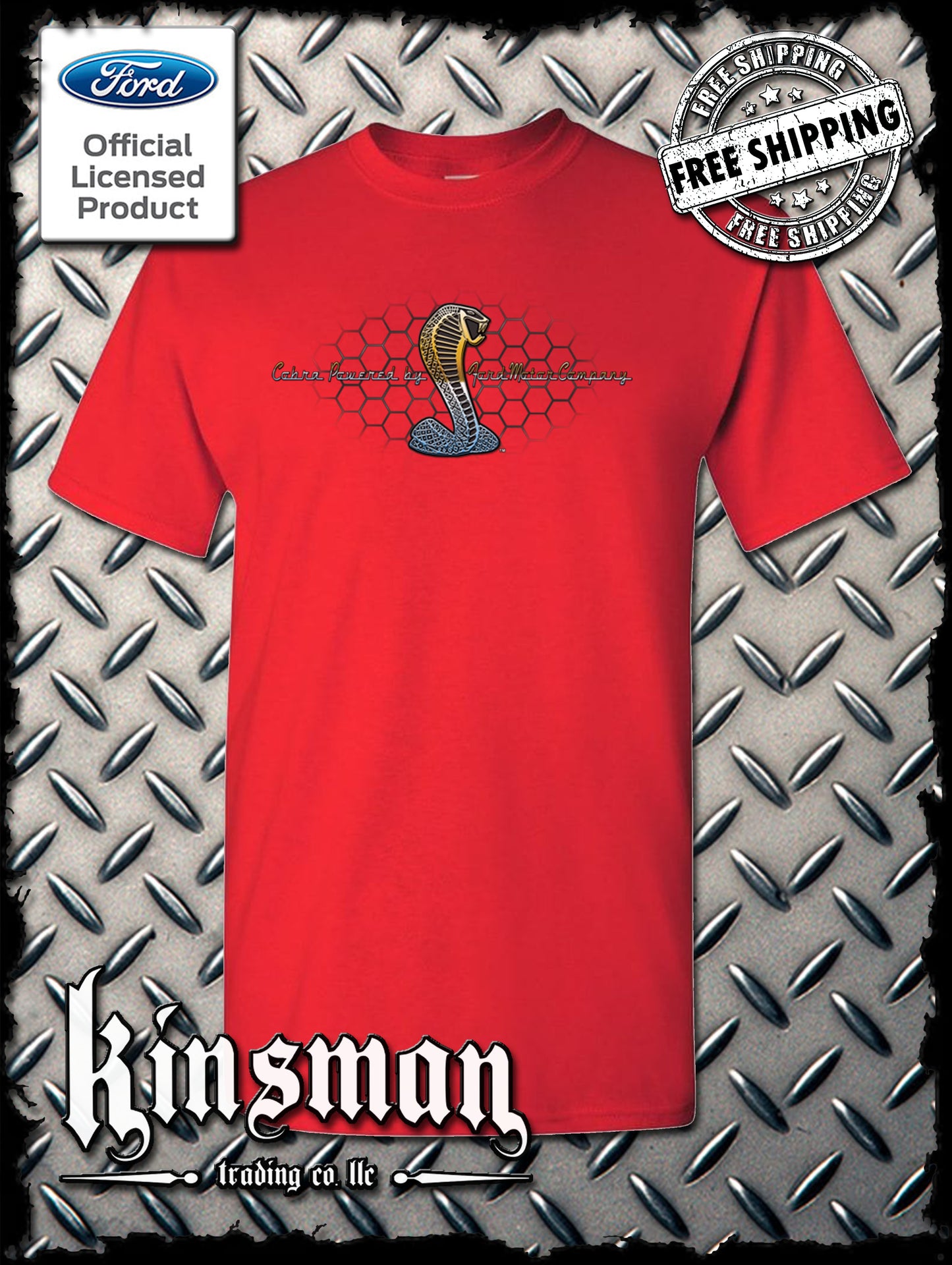 Cobra Powered by Ford T-Shirt - Carrol Shelby GT500 Mustang - Official Licensed Product