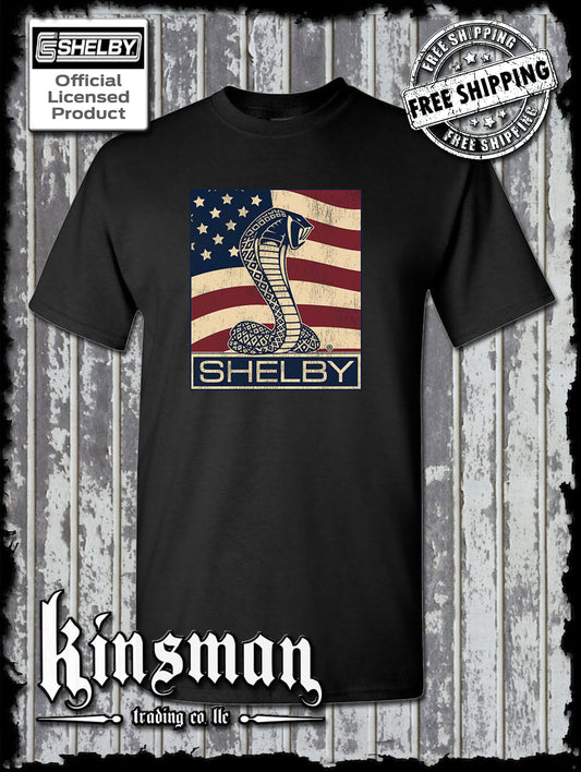 Carroll Shelby Cobra US Flag Logo T-Shirt